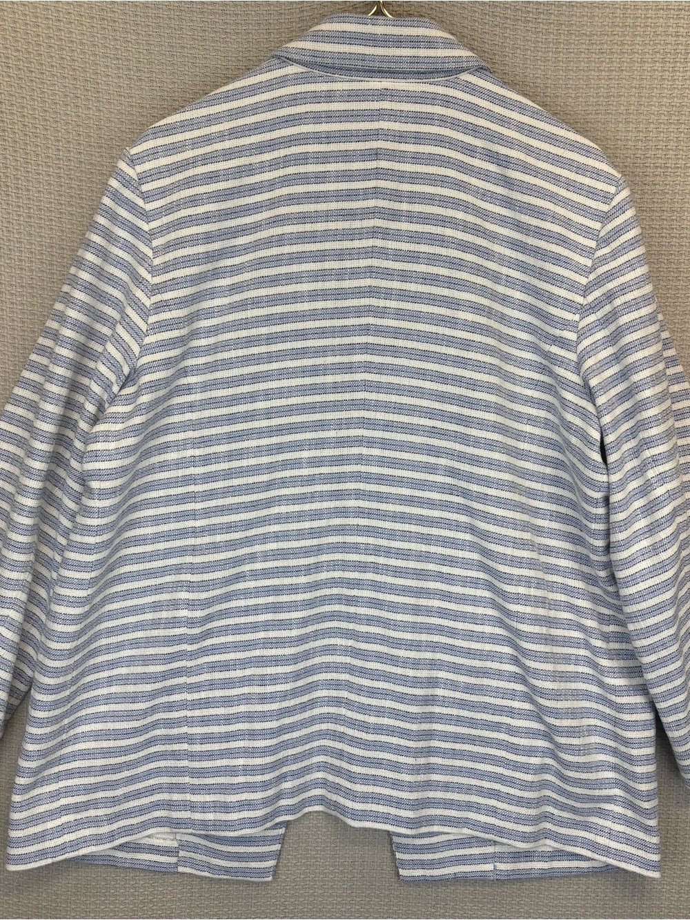 J Jill Plus Size L Spectator Blazer Blue White Striped Jacket Coastal Nautical - Picture 7 of 11